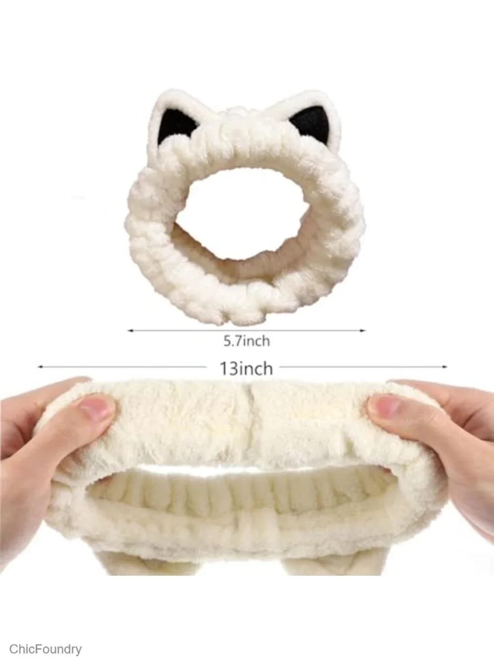 2-Pack Cat Ear Spa Headbands for Washing Face Skincare Fleece Hair Wraps
